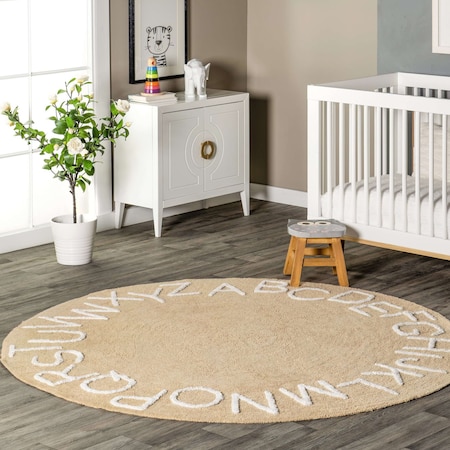 Nuloom Kids Washable Round Alphabet Rug 6ft SVDC01J-R606